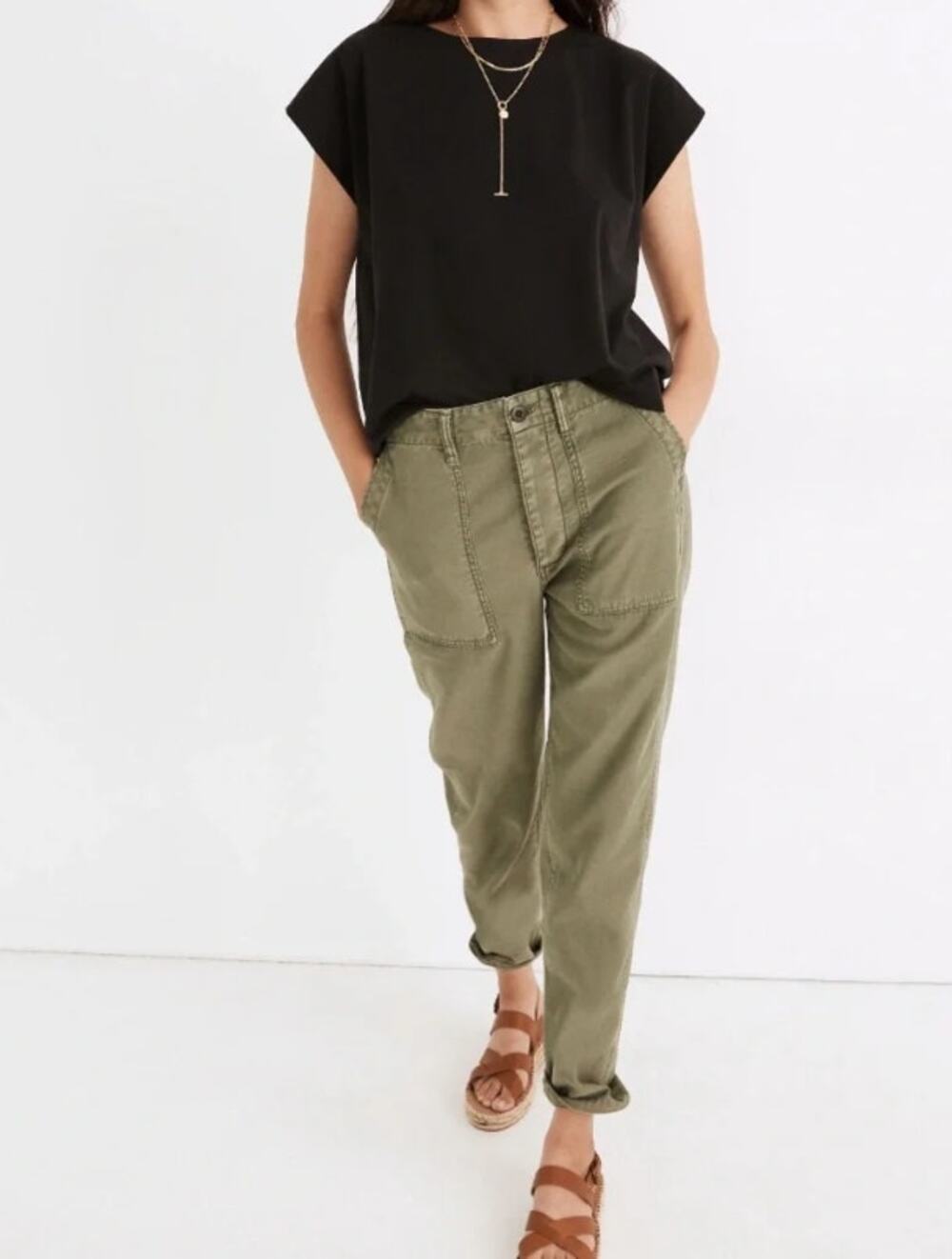 Madewell NWT Strong Shoulder Tee Size S Black NR246